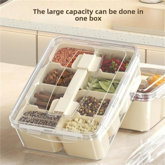 Kitchen storage container with 8 partition boxes airtight seasoning snack fruit - Picture 7 of 8